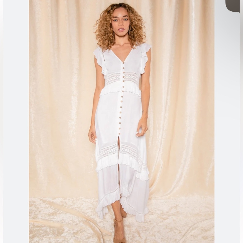 NWT RAGA Flutter Sleeve High Low Boho Sundress
